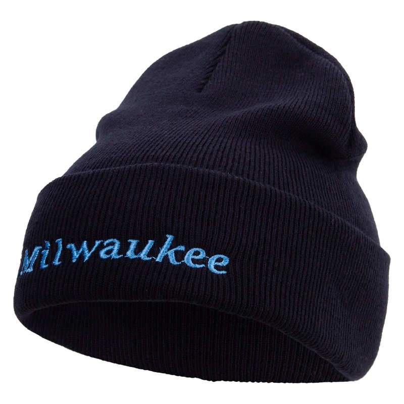 Milwaukee Wisconsin Logo Embroidered Super Stretch Knit Watch Cap Beanie Black One Size
