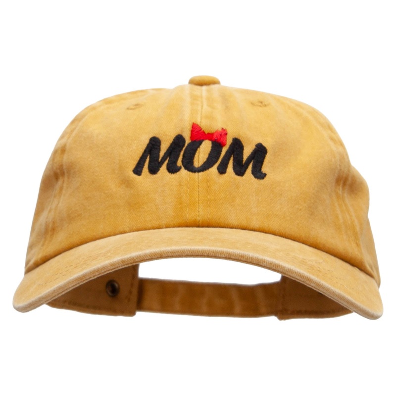 Mom Bowtie Embroidered Unstructured Cotton Cap Gold One Size
