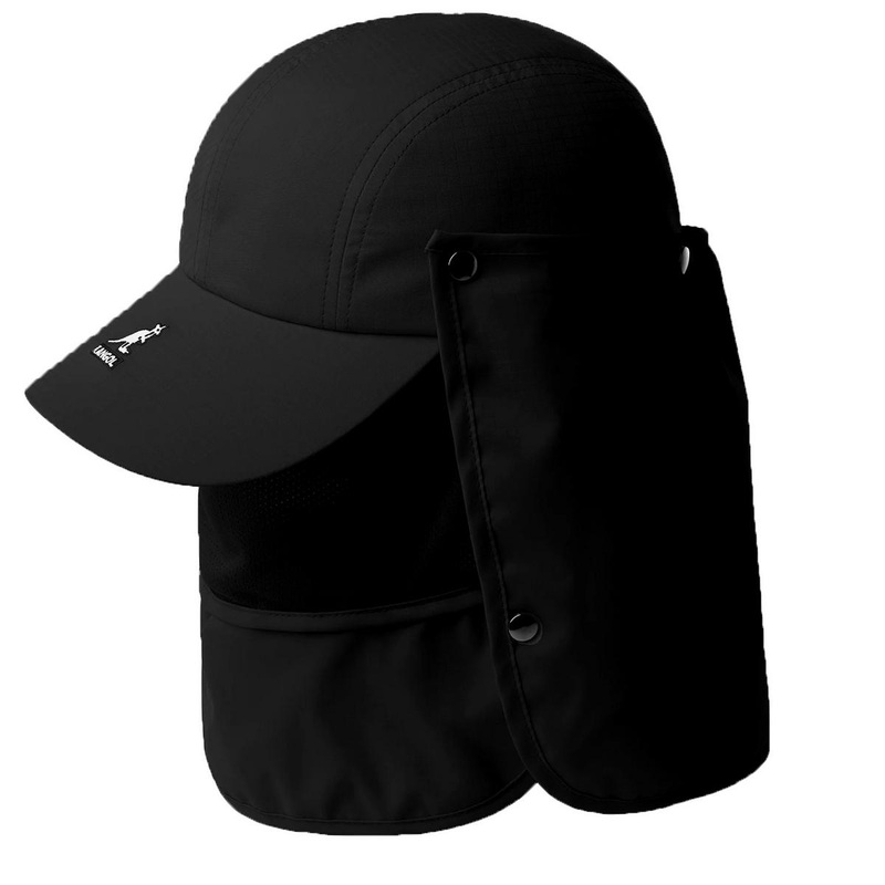 Multi-Utility Neck-Flap Mask Strapback Baseball Cap BLACK ADJUSTABLE