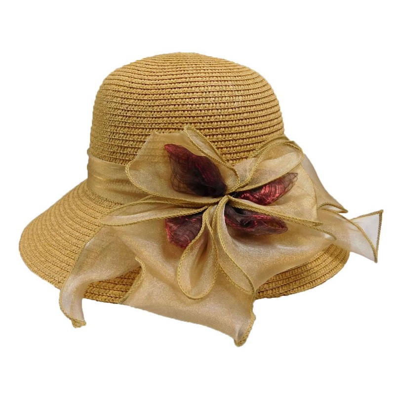 Summer Cloche with Organza Bow Natural