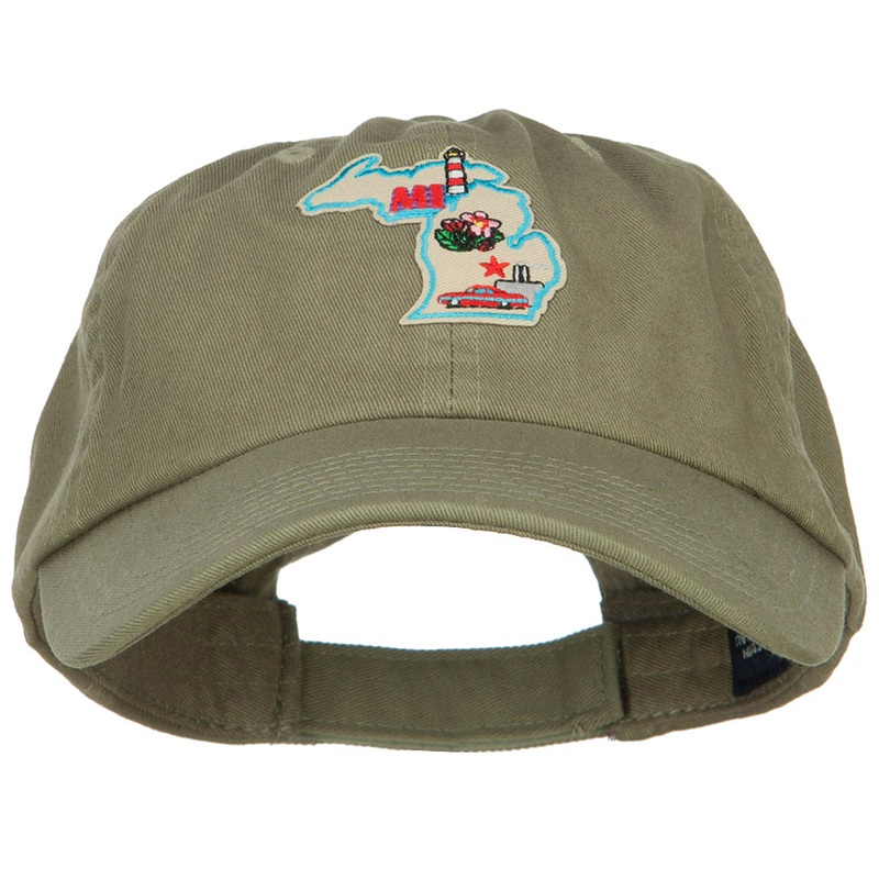 USA State Michigan Patched Low Profile Cap Olive One Size
