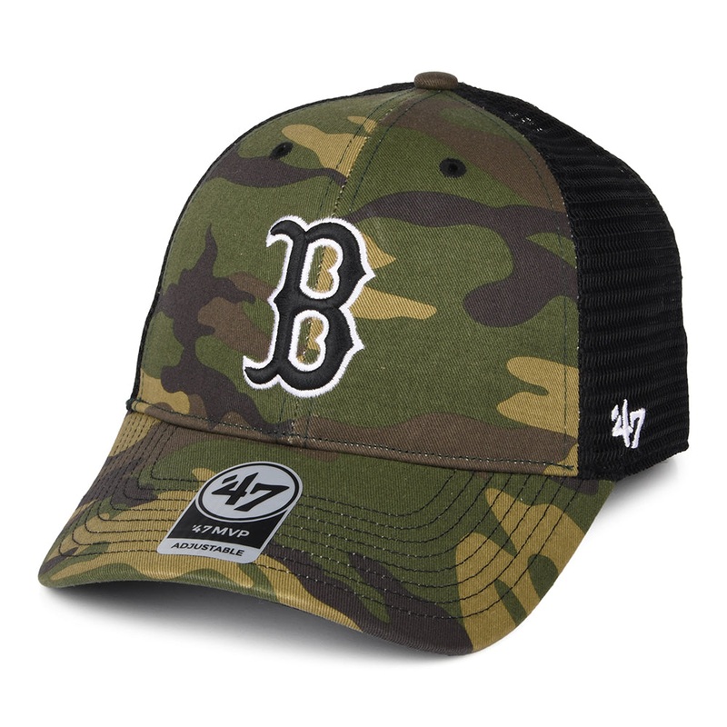 47 Brand Boston Red Sox Trucker Cap – MLB Camo Branson MVP – Camouflage Adjustable