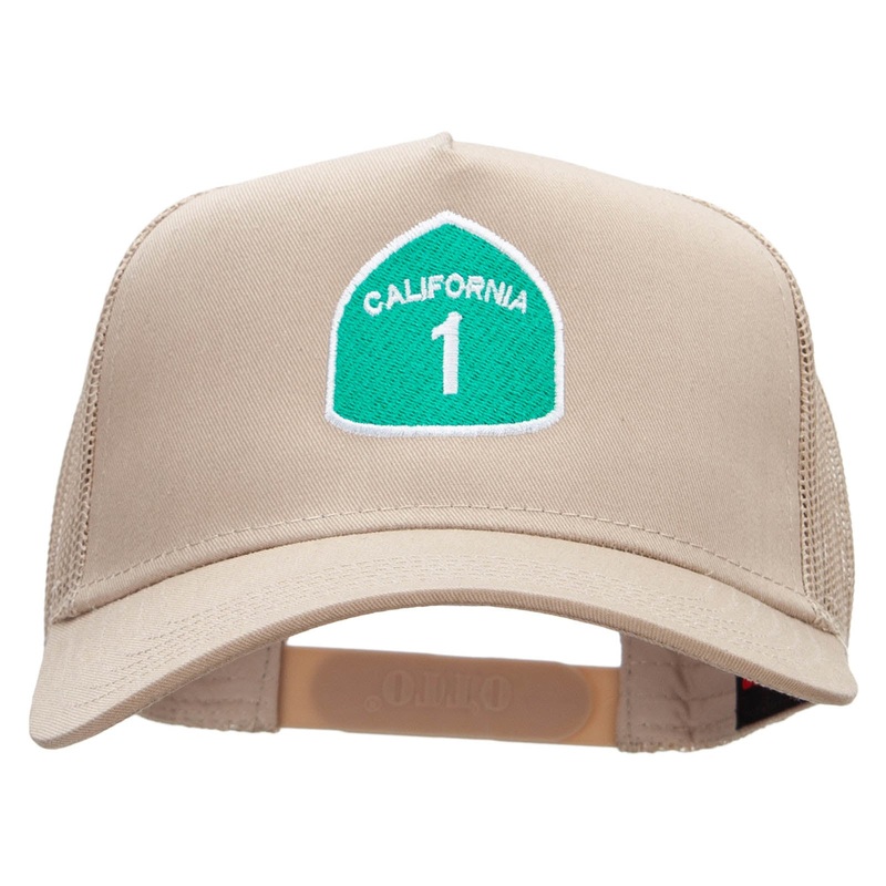 California 1 Solid Cotton Twill 5 panel Mesh Back Cap Khaki One Size
