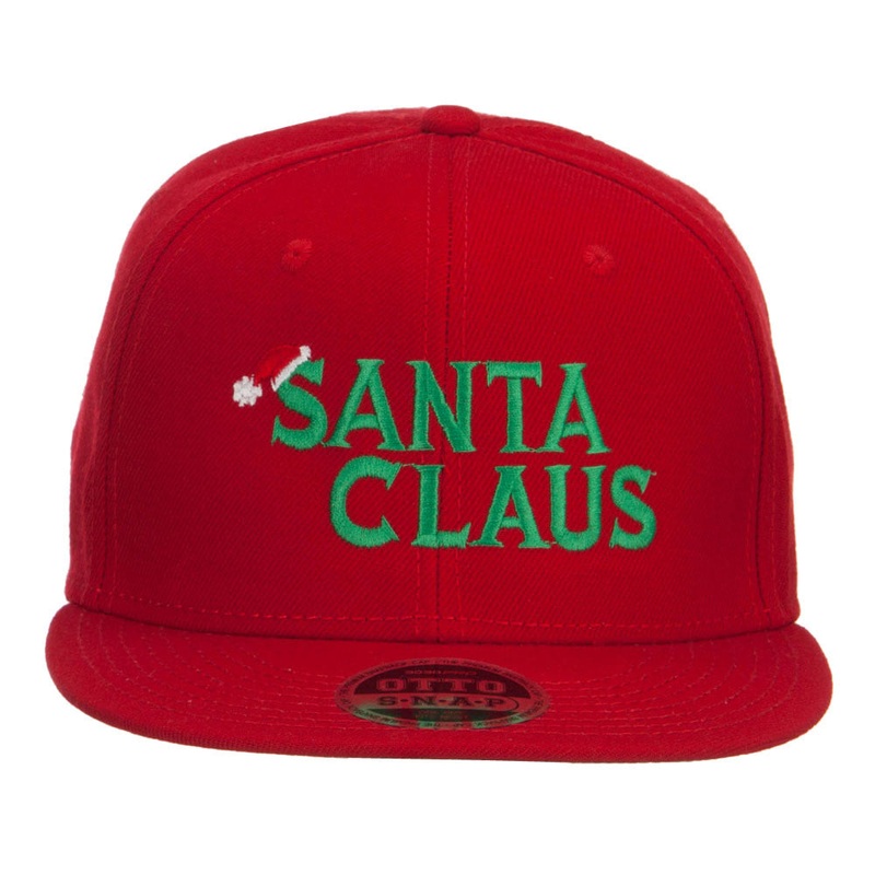 Christmas Santa Claus Embroidered Wool Snapback Red One Size