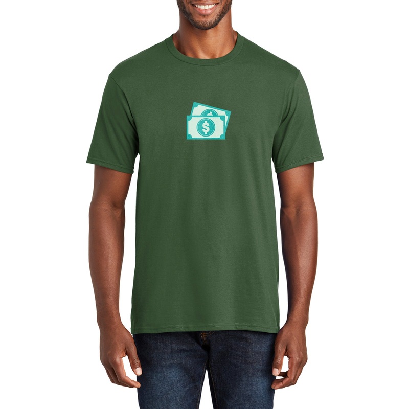 Dollar Cash Money Graphic Men’s Fan Favorite Crew Neck Tee Shirt Olive S
