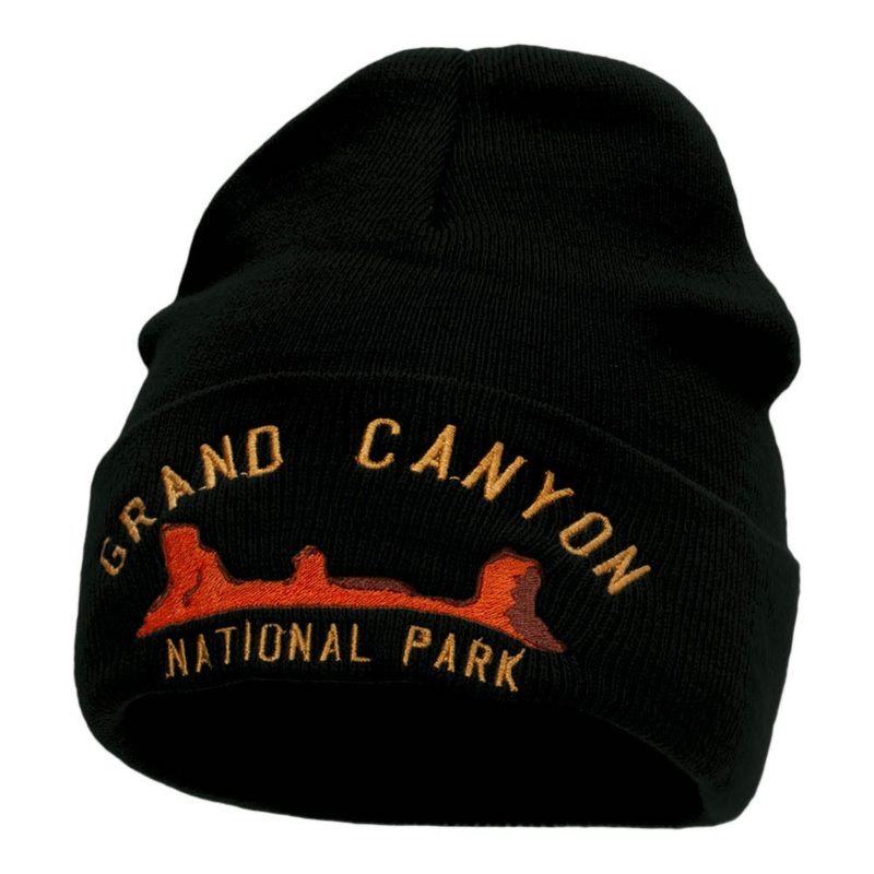 Grand Canyon Embroidered Long Knitted Beanie Black One Size