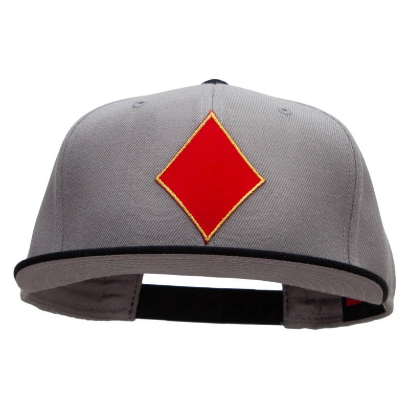 Red Diamond Patched Wool Blend Pro Style 2 Tone Snapback Black Grey One Size