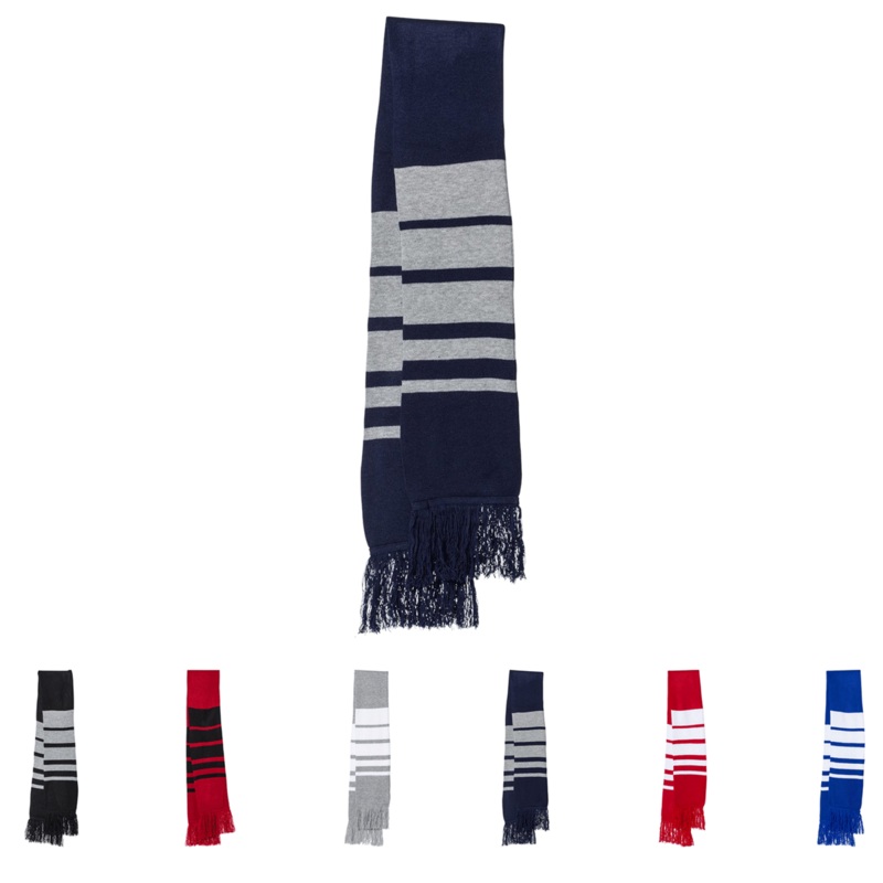 Sportsman Soccer Scarf – SP07 – 7″W x 61″L Black/Heather Grey