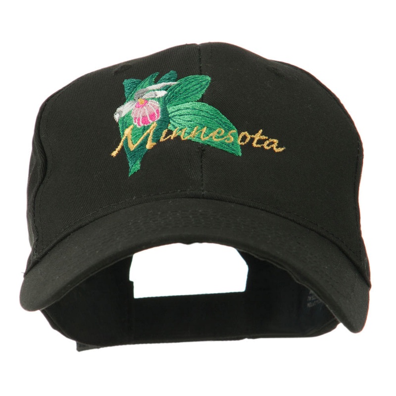 USA State Flower Minnesota Embroidery Cap Black One Size