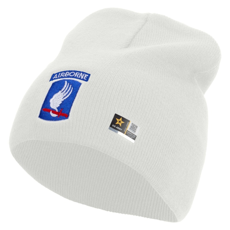 173rd Airborne Brigade Combat Team Embroidered 8 Inch Knitted Short Beanie White One Size