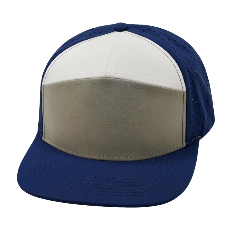 Blank – 7 Panel – Navy / Gray / White (Unisex) – Laser Mesh