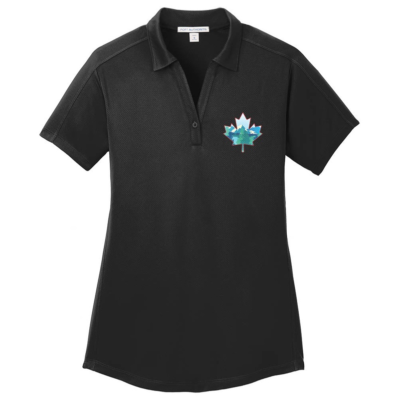 Canada Leaf Scenery Graphic Design Ladies Port Authority Diamond Jacquard Polo Shirt Black XS