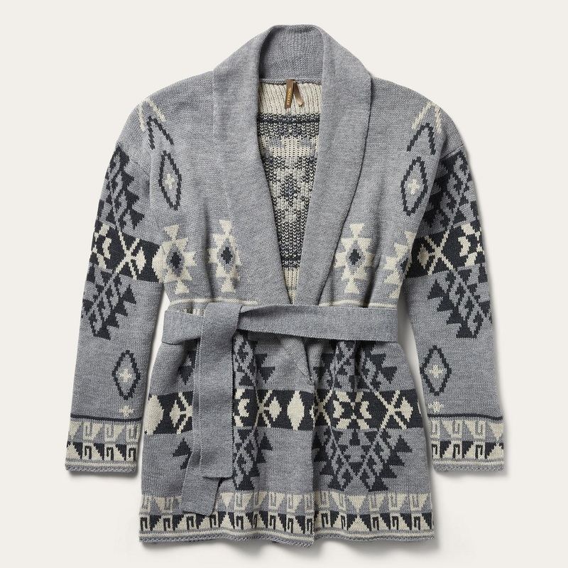 Chunky Knit Tie Sweater in Grey Grey XS
