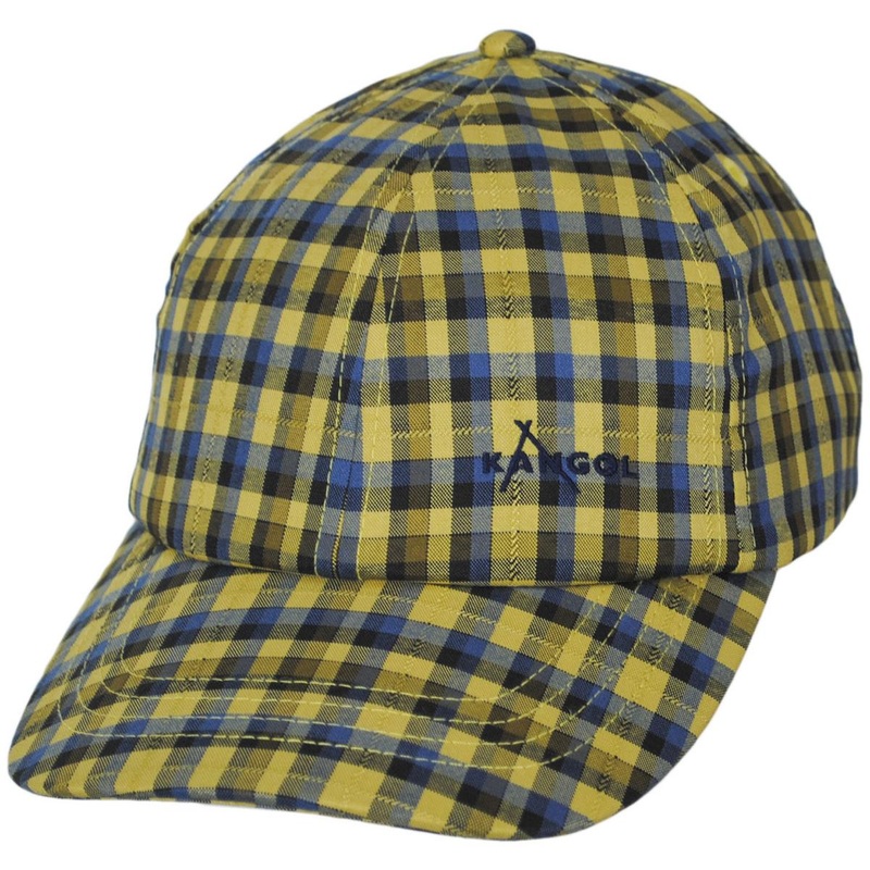 Club Plaid Strapback Baseball Cap YELLOW MULTI ADJUSTABLE