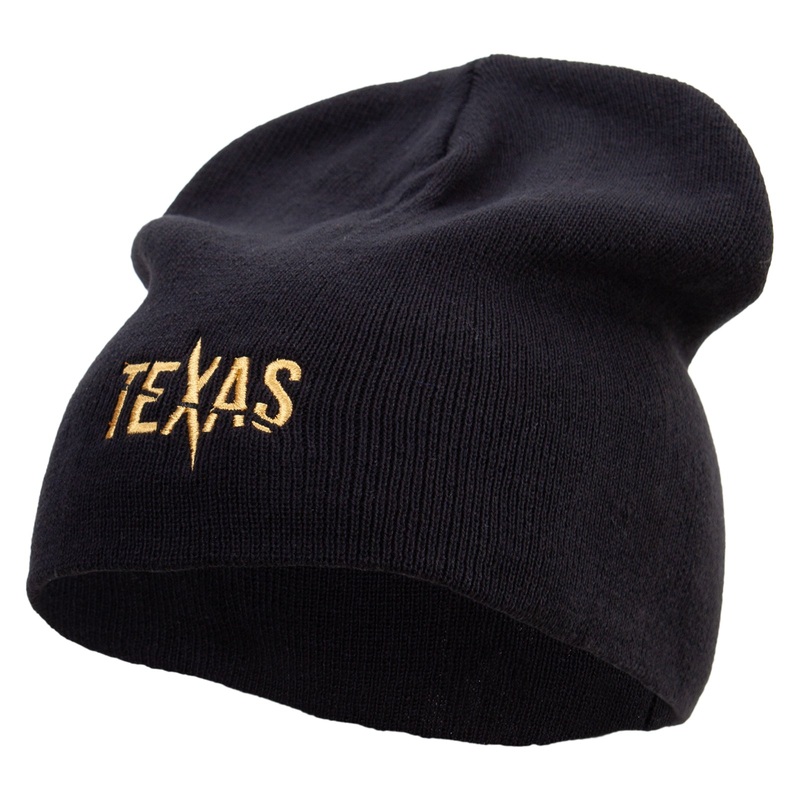 Golden Texas State Logo Big Size Superior Cotton Short Knit Beanie Black XL-3XL