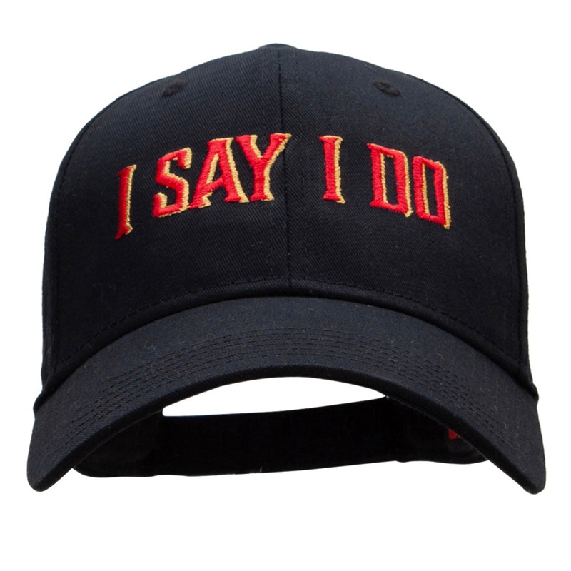 I Say I Do Embroidered Solid Cotton Twill Low Profile Strap Cap Black One Size