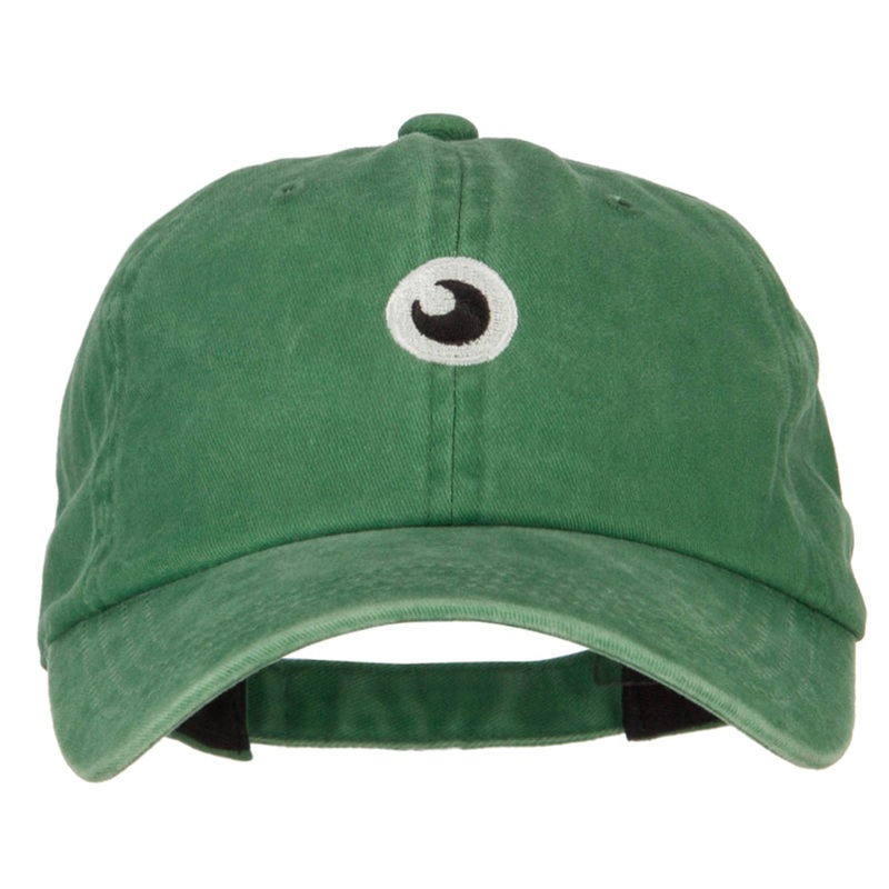 Monster Eye Ball Embroidered Unstructured Cotton Cap Kelly Green One Size