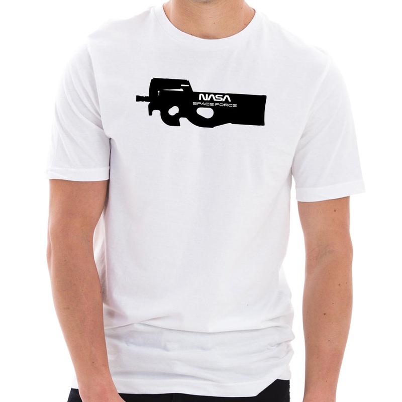 NASA Space Force Laser Gun Designed Short Sleeve Cotton Jersey T-Shirt White XS