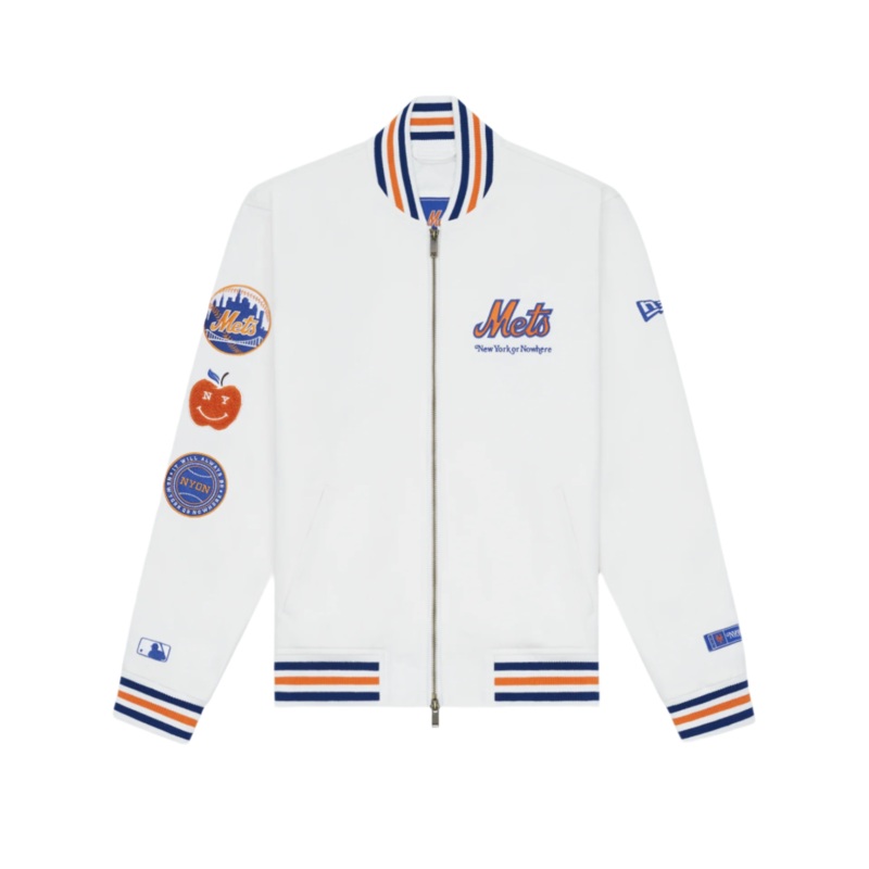 New York or Nowhere x New York Mets White Varsity Jacket XS