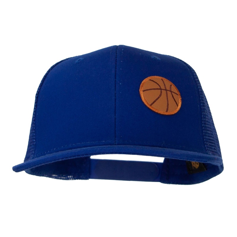 Small Basketball Patched Premium Mesh Cap Blue One Size