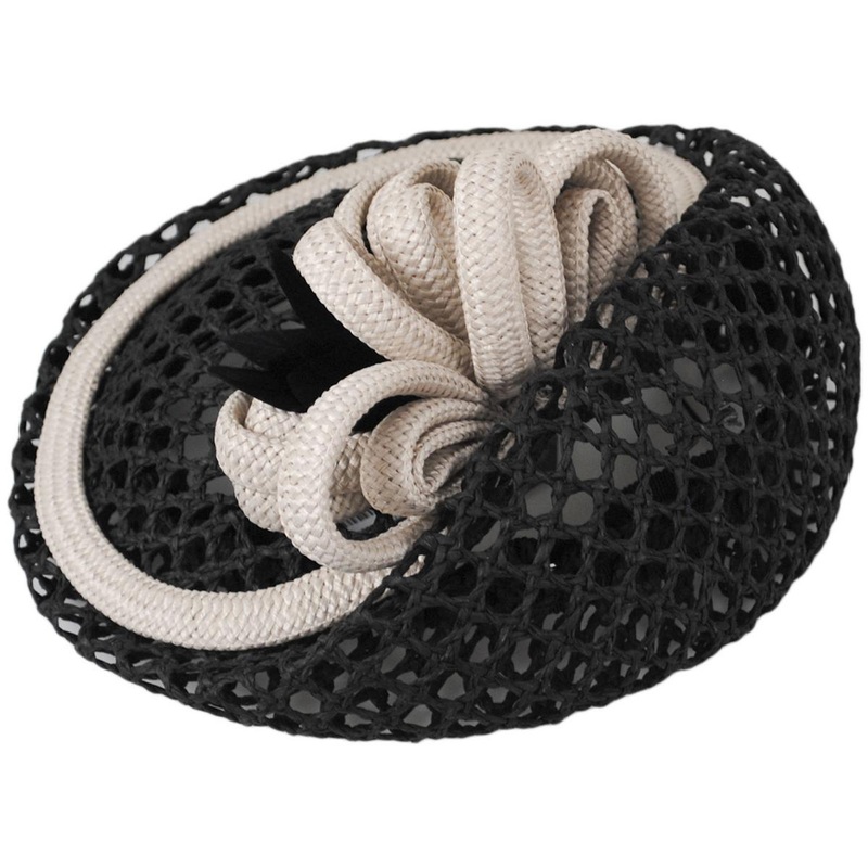 Trellis Mesh Toyo Straw Pillbox Hat BLACK ONE SIZE FITS MOST