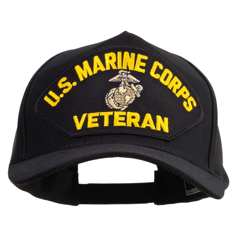 U.S. Marine Corps Veteran Patched Snapback Hat Made in USA Black One Size