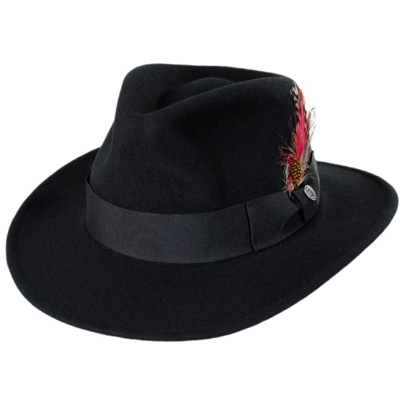 Wholesale Ford Crushable Wool Felt Fedora Hat B2B Pre-Pack BLACK 1S-3M-4L-3XL-1XXL