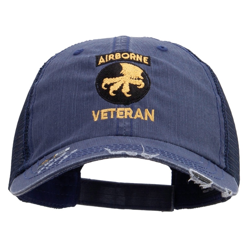 17th Airborne Division Veteran Embroidered Low Profile Special Cotton Mesh Cap Navy One Size