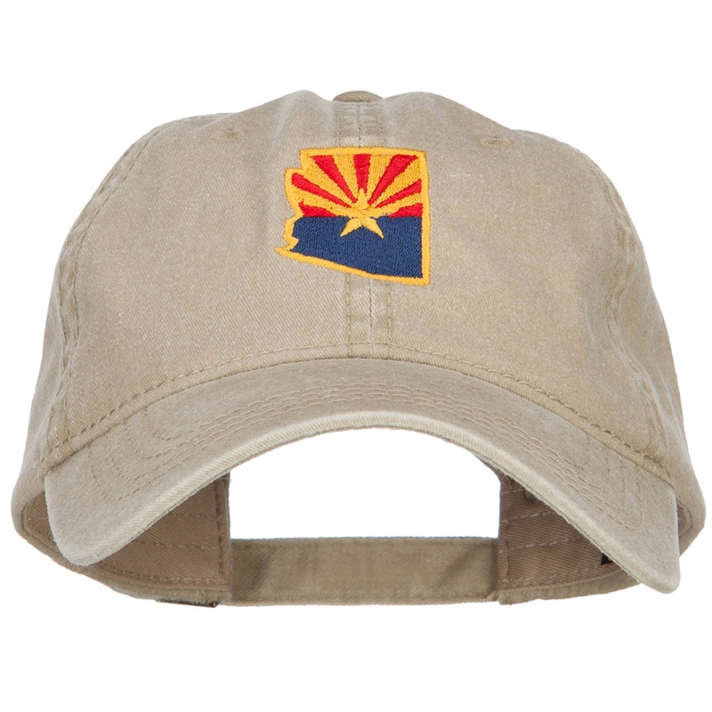 Arizona State Flag Map Embroidered Washed Cap Khaki One Size