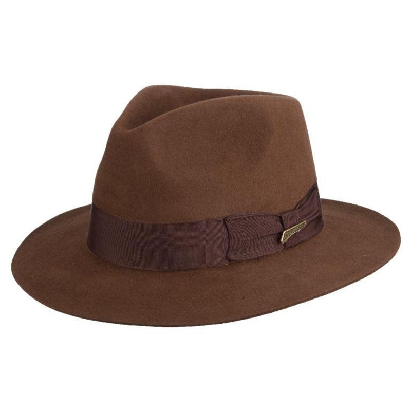 Barranca Fur Felt Fedora Hat with Raw Edge, up to 2XL – Indiana Jones Hat Brown 2X-Large