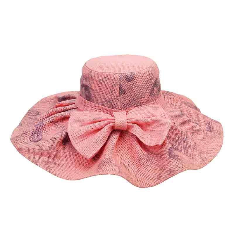 Floral Printed Bow Sun Hat Pink