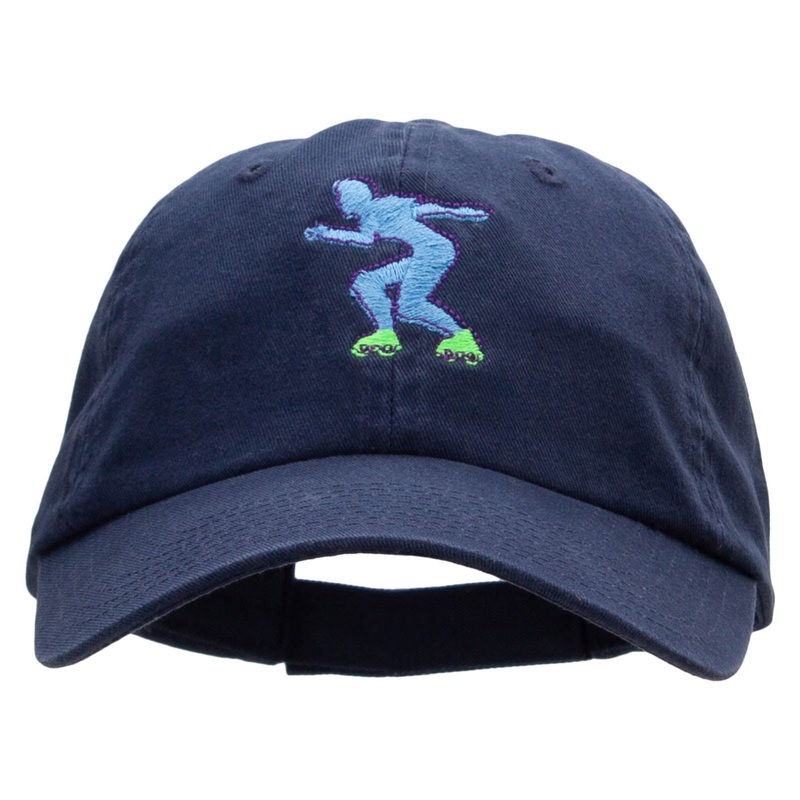 Girl With Skates Embroidered Low Profile Dyed Cotton Twill Cap Navy One Size