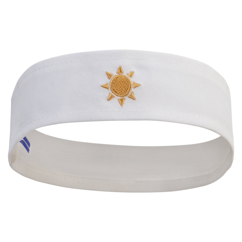Golden Sun Icon Embroidered Cotton Twill Stretchable Hat Band White One Size