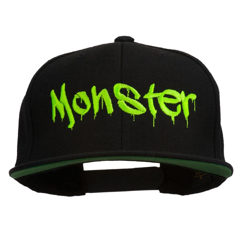 Halloween Monster Embroidered Snapback Cap Black One Size