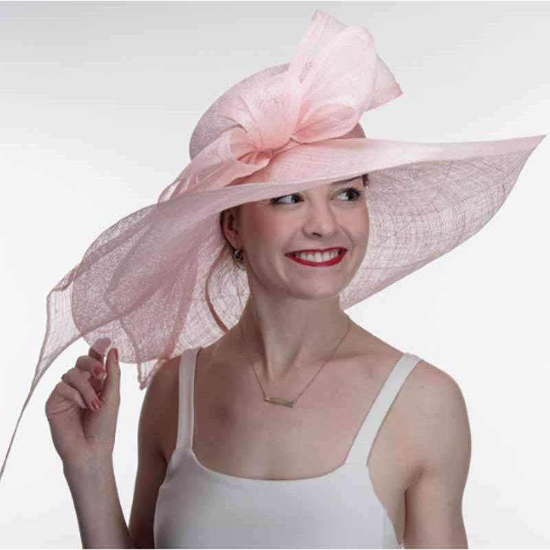Light Pink Long Bow Large Brim Sinamay Derby Hat – KaKyCO Pink