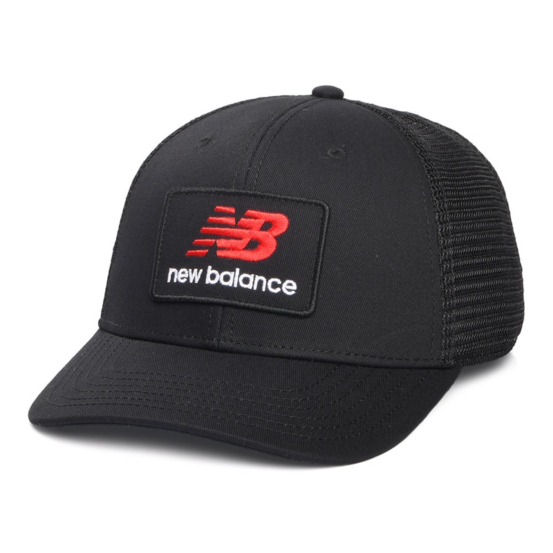 New Balance Hats NB Stacked Patch Logo Trucker Cap – Black Adjustable