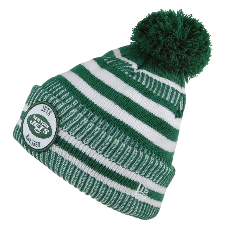 New Era New York Jets Bobble Hat – NFL On Field Knit – Green-White 1-Size