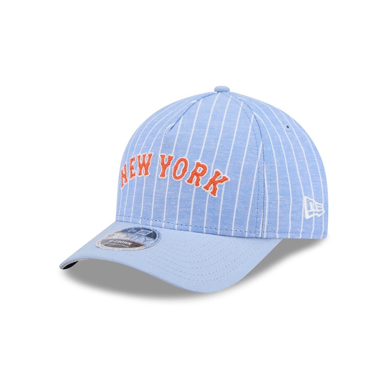 New York Mets Pinstripe Linen 9FORTY M-Crown A-Frame Snapback Hat One Size