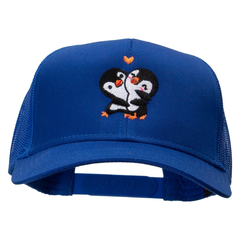 Penguins’ Love Embroidered Solid Cotton Twill Mesh Prostyle Cap Royal One Size