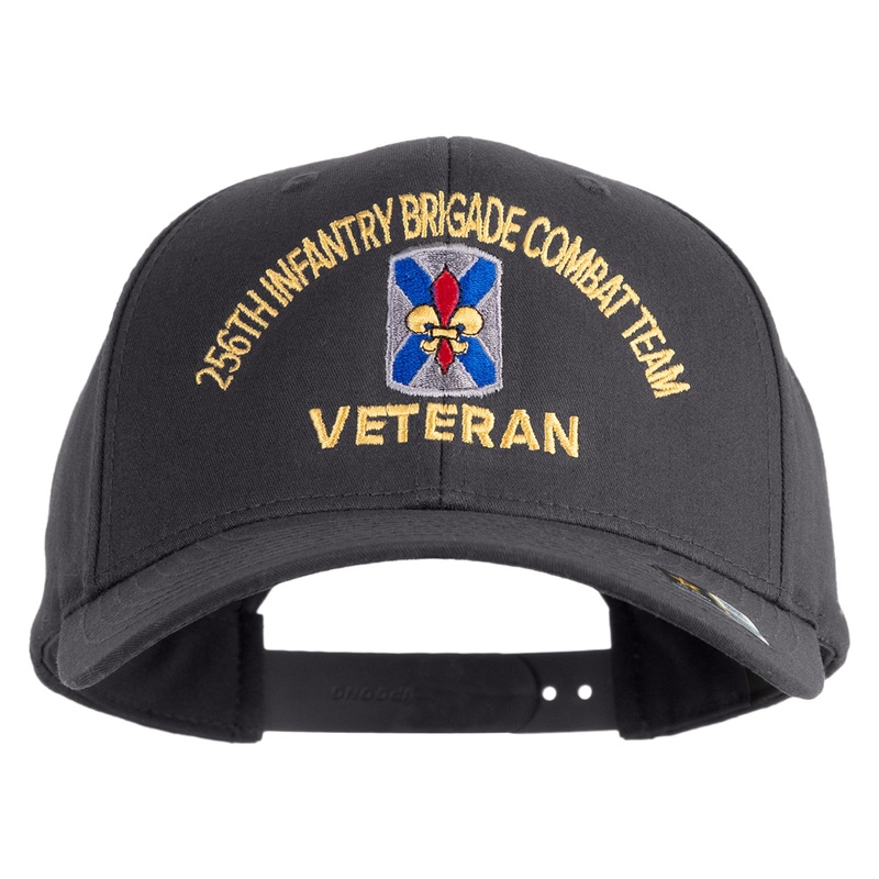 U.S. Army 256th Infantry Brigade Combat Team Embroidered Retro Cotton Blend Snapback Cap Charcoal One Size