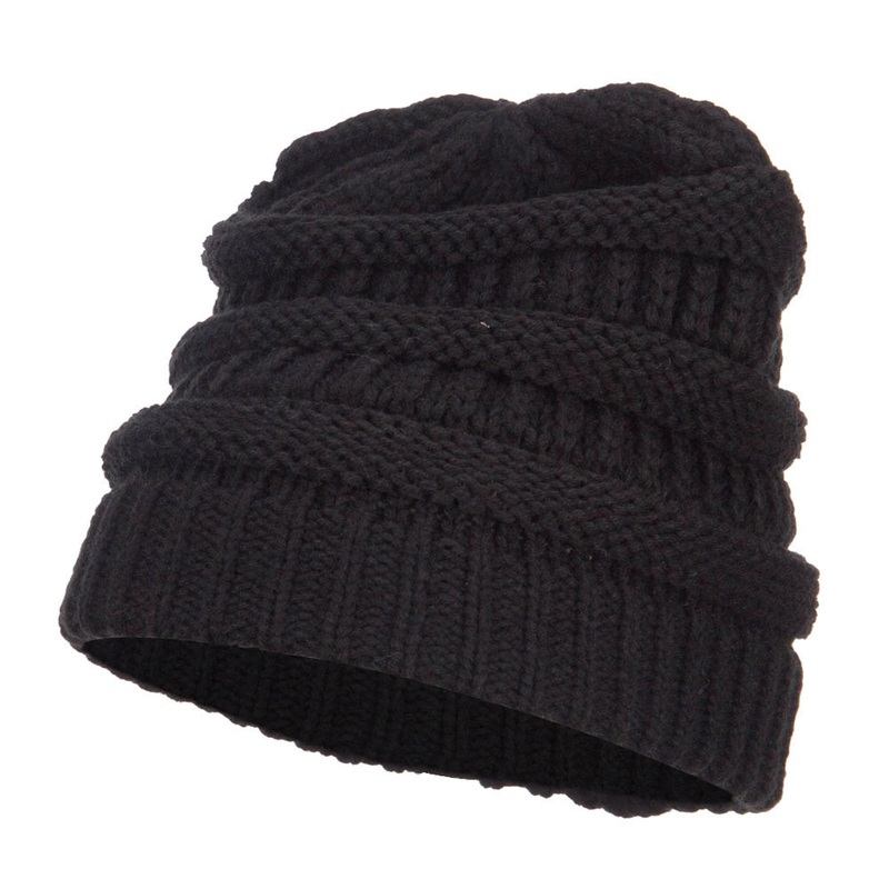 Women’s Patterned Knit Beanie Cap Black One Size