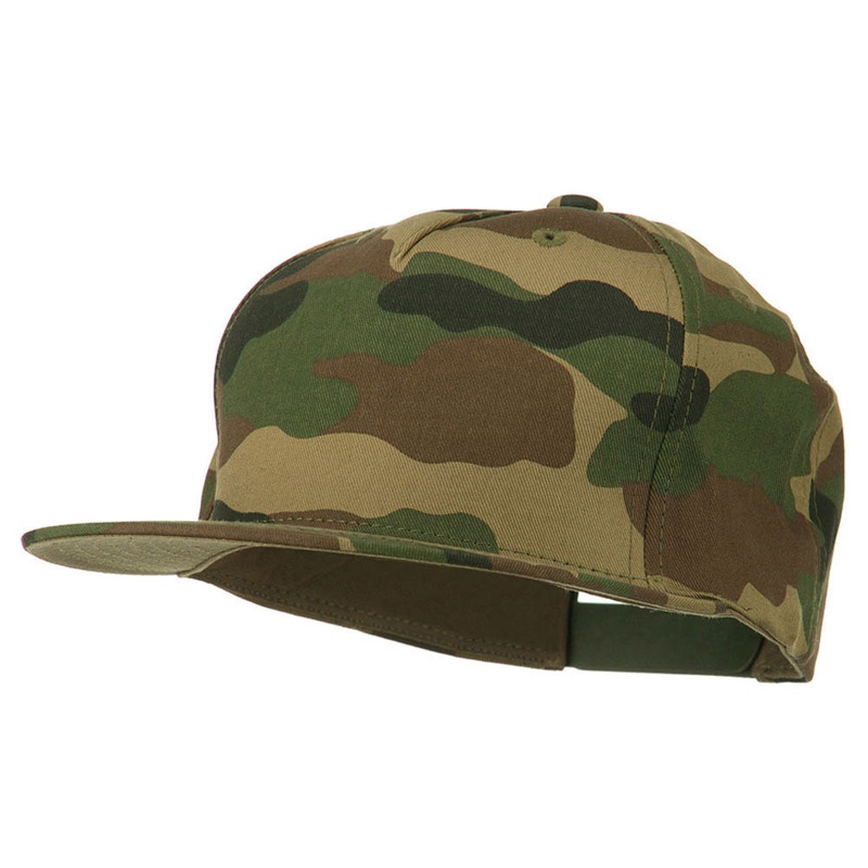 5 Panel Camouflage Flat Bill Snapback Cap Camo One Size