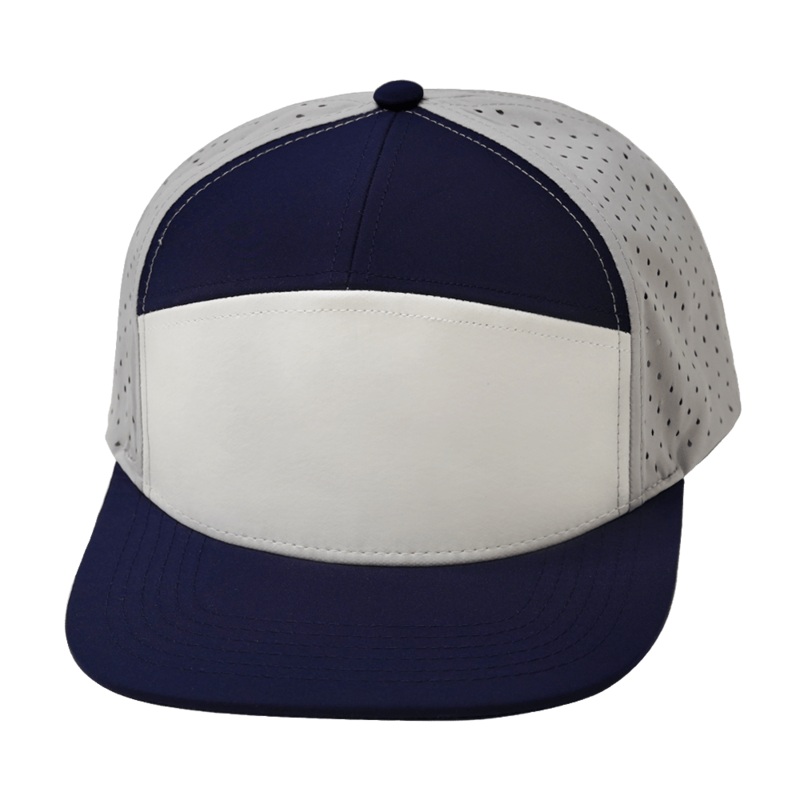 Blank – 7 Panel – Navy / White / Gray (Unisex) – Laser Mesh