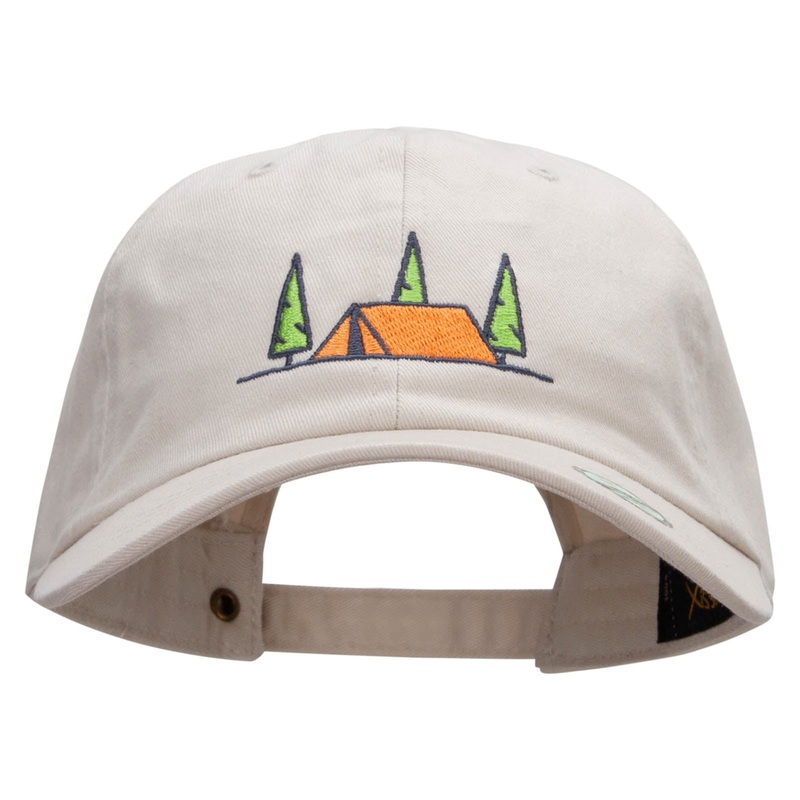 Camping Tent Embroidered Washed Cap Beige One Size