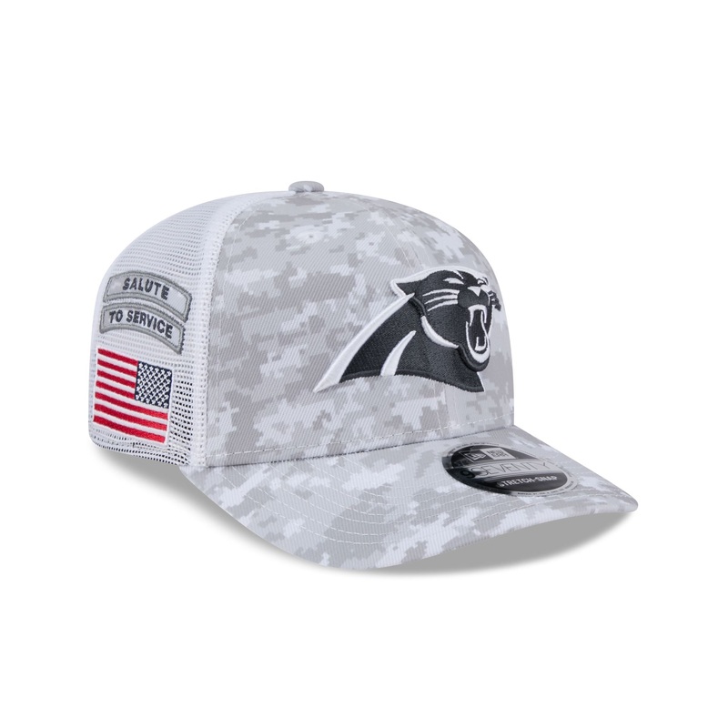 Carolina Panthers 2024 Salute to Service 9SEVENTY Trucker Hat One Size