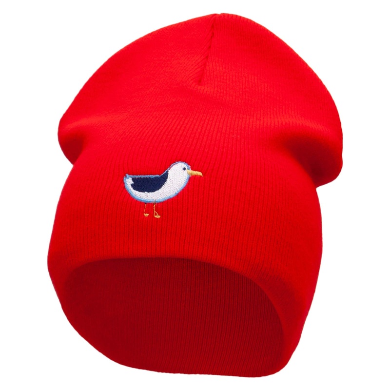 Cute Seagle Embroidered 8 Inch Short Beanie Made in USA Red One Size