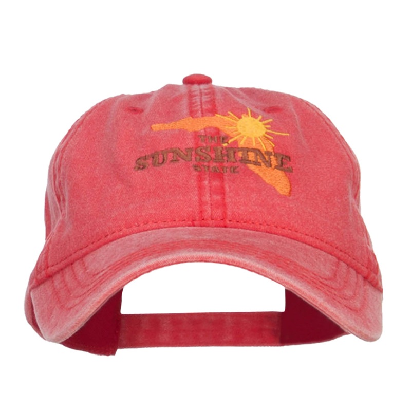 Florida Sunshine State Embroidered Cap Red One Size