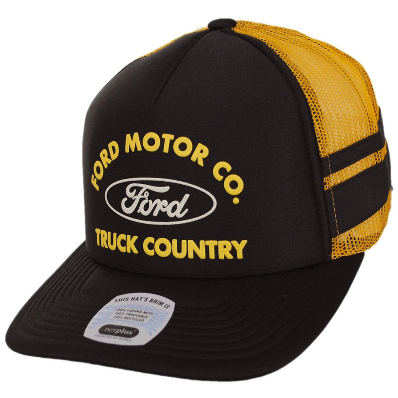 Ford Built Tough Foam Mesh Snapback Trucker Cap BURNT RUBBER/EMPIRE YELLOW ADJUSTABLE
