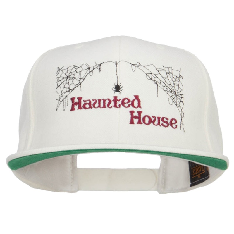 Haunted House Embroidered Snapback Cap Natural One Size
