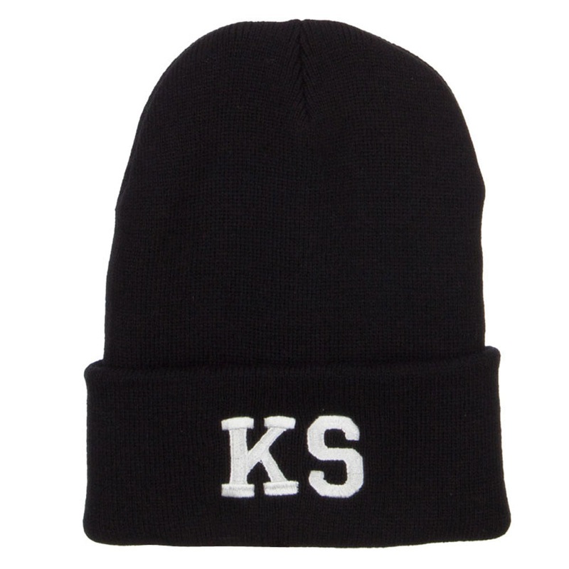 KS Kansas State Embroidered Long Beanie Black One Size